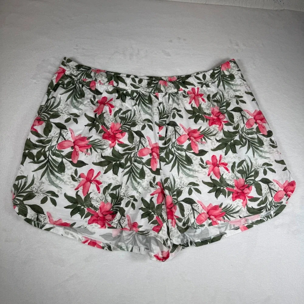 Sleep by Cacique Women's Plus‎ Size Floral Pajama Shorts 18/20 Pink Green White